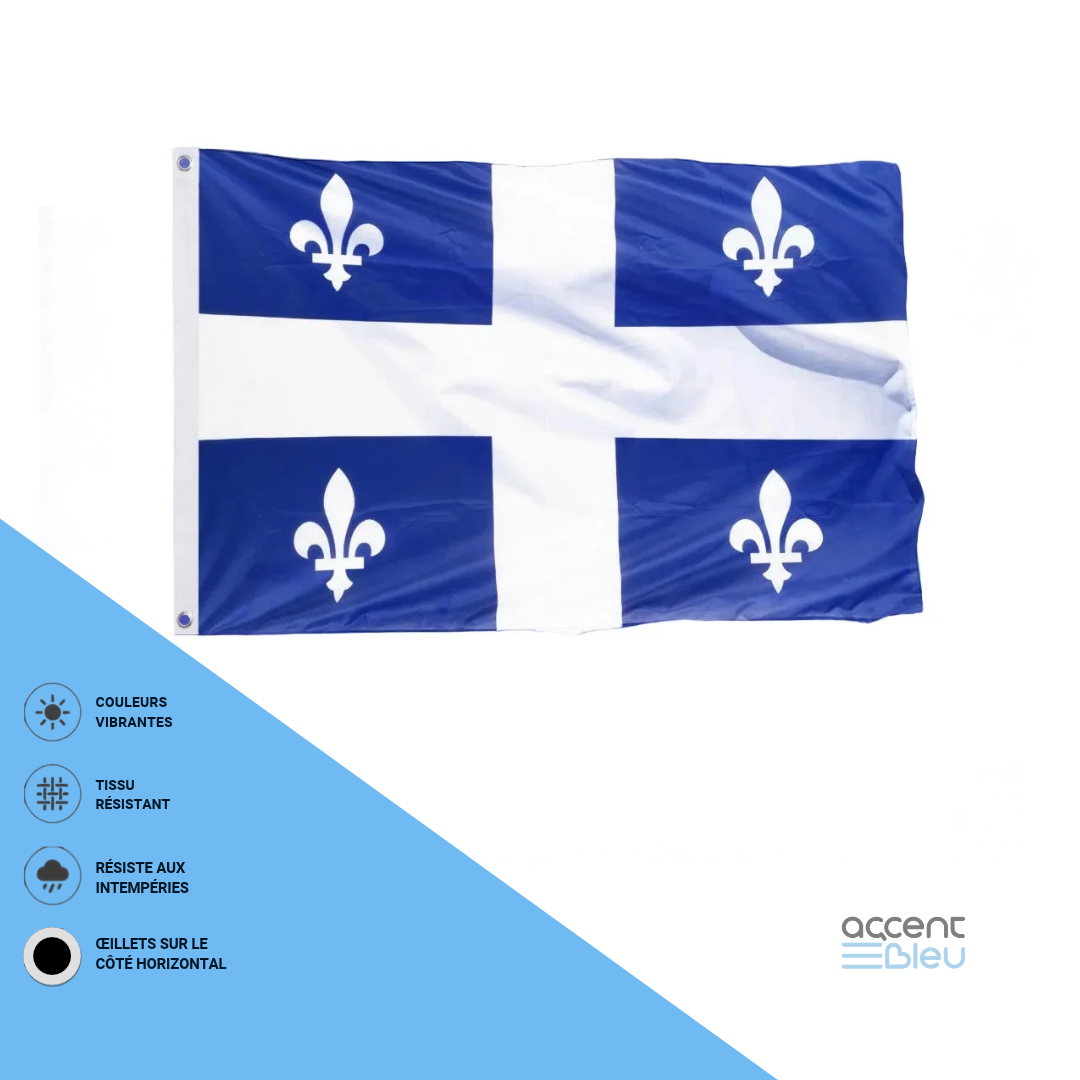 Petit drapeau du Québec pour bateau 30 × 45 cm, fabriqué au Québec